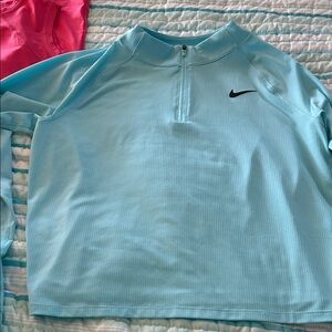 Nike Light Blue Half-Zip Pullover with Black Swoosh